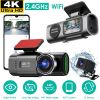 4K/1080P Dual Chanel Car Dash Cam 2.4GHz WiFi Car Camera Mini Driving Recorder with 140° Wide Angle APP Control Night Vision G-sensor Loop Recording