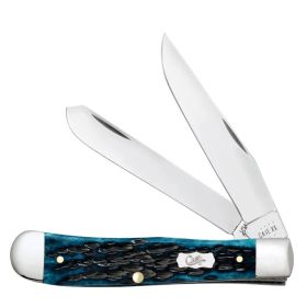 Case Knives Embellished Pocket Worn Peach Seed Jig Mediterranean Blue Bone Trapper