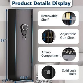 6-8 Gun Safes,Biometric Gun Safe for Pistols with Quick Access,57" Fireproof Cabinet with Adjustable Rack for Home Rifle and Shotguns