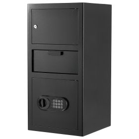 3.6 Cubic Feet Drop Safe, Large Capacity Front Drop Slot Safe Box with Digital Keypad, Heavy Duty 3 Tiers Cash Depository Box with Spare Keys for Cash