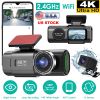 4K/1080P Dual Chanel Car Dash Cam 2.4GHz WiFi Car Camera Mini Driving Recorder with 140° Wide Angle APP Control Night Vision G-sensor Loop Recording