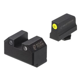 Night Fision Optics-Ready Stealth Series for Glock 17/19/34 Yellow Front Ring/Black Rear Rings
