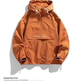 Half Zipper Pullover Men's Spring And Autumn New Hooded Fir Sweater (Option: Orange Red-XL)