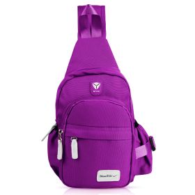 Unisex Sling Backpack Nylon Chest Shoulder Crossbody Bag Travel Sports Cycle Knapsack (Option: Purple)