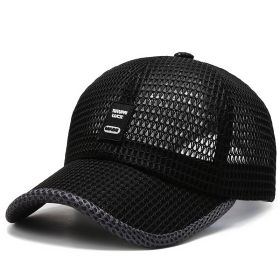 Big Eaves Summer Men's Outdoor Sunshade Sports Quick-drying Breathable Baseball Cap (Option: Black-B-One size)