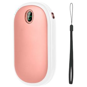 Rechargeable Hand Warmer Electric Hand Heater Portable Reusable Pocket Warmer Power Bank with Digital Display 2 Levels Double-sided Heating (Option: Pink)
