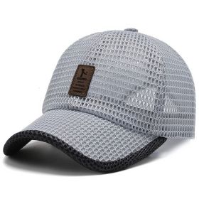 Big Eaves Summer Men's Outdoor Sunshade Sports Quick-drying Breathable Baseball Cap (Option: Grey-A-One size)