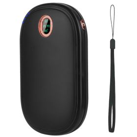 Rechargeable Hand Warmer Electric Hand Heater Portable Reusable Pocket Warmer Power Bank with Digital Display 2 Levels Double-sided Heating (Option: Black)